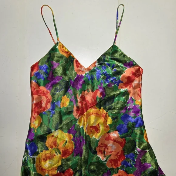 Vintage Victoria's Secret Gold Label Multicolor Floral Slip Dress Size P (XS) - Picture 2 of 7